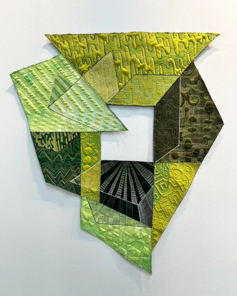 Unfolding Green art quilt by Lauri Joness
