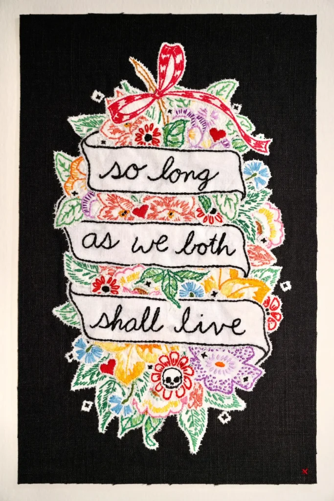 So Long As We Both Shall Live embroidery art by Maggy Rozycki Hiltner