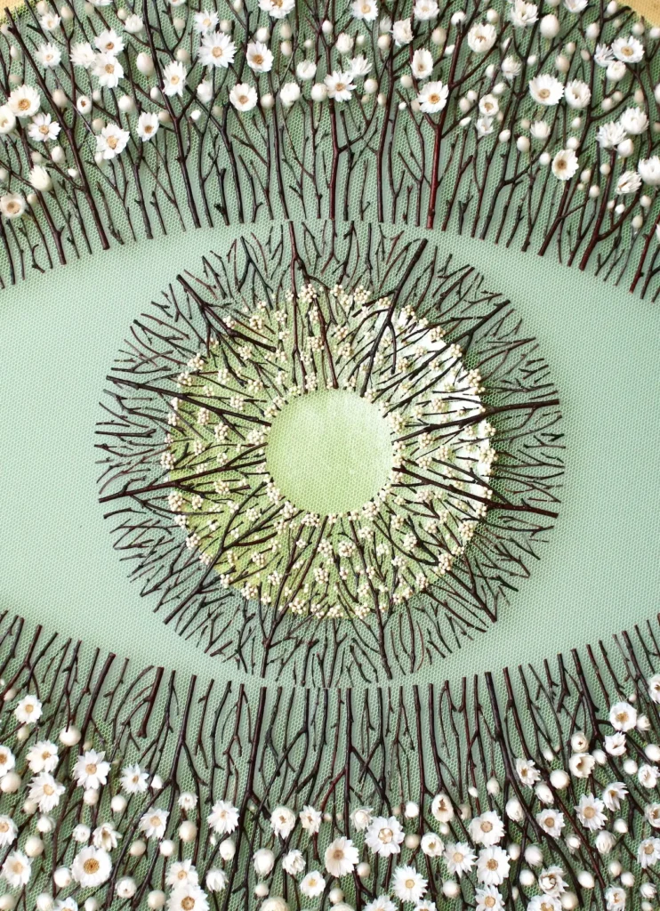 Adding yellow to the green eye piece to make the center pop by Olga Prinku