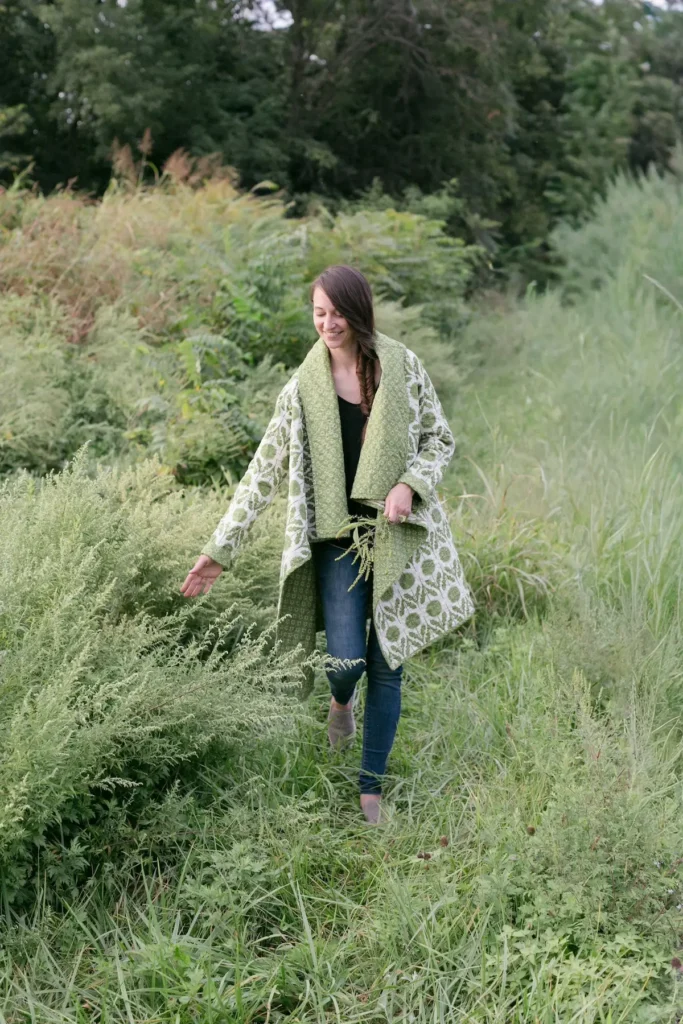 Cozy Cascade quilt coat made by Rachel Rossi