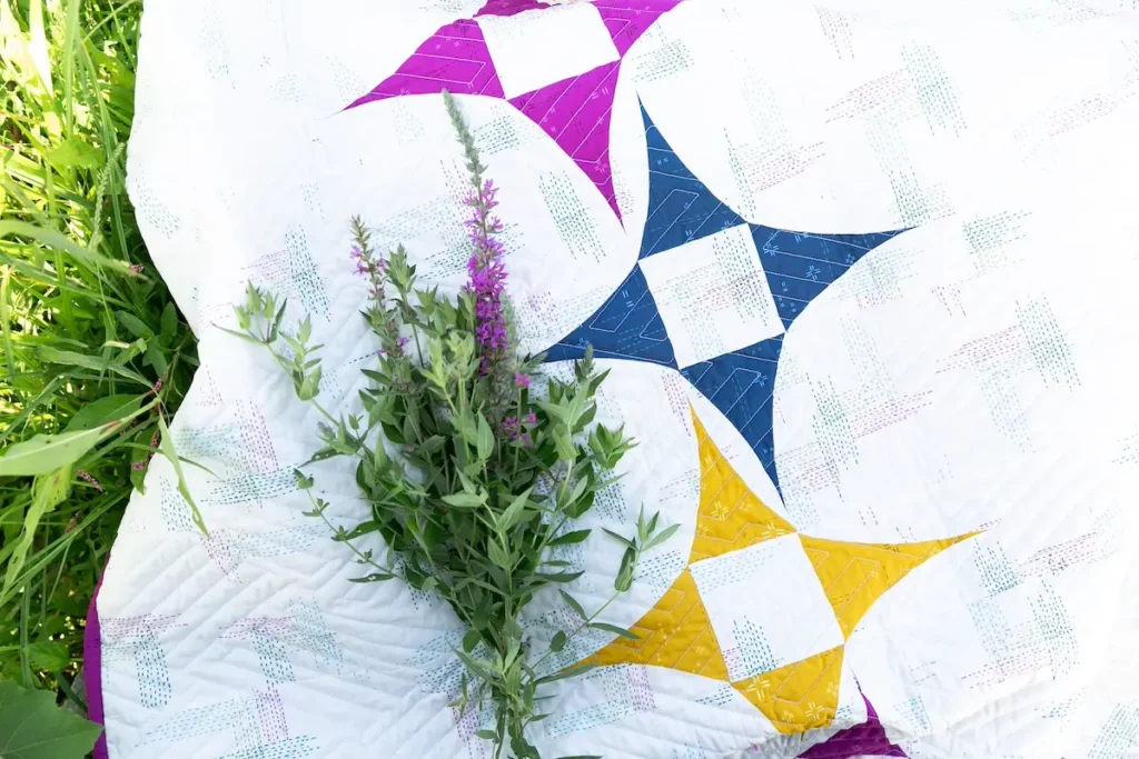 Detail of the Starline quilt designed by Rachel Rossi