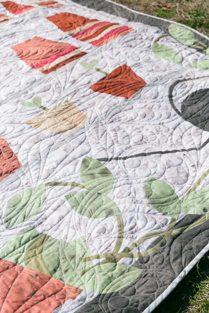 Detail of The Potting Table quilt designed by Rachel Rossi