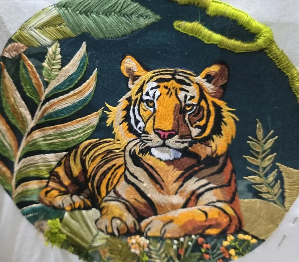 Tiger embroidery by Radhika Vyas