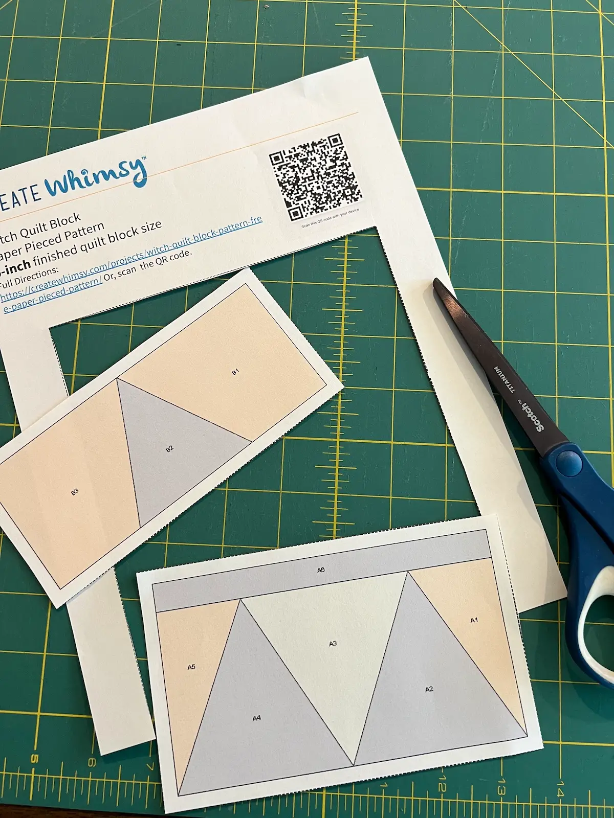 Witch quilt block cut out the pattern