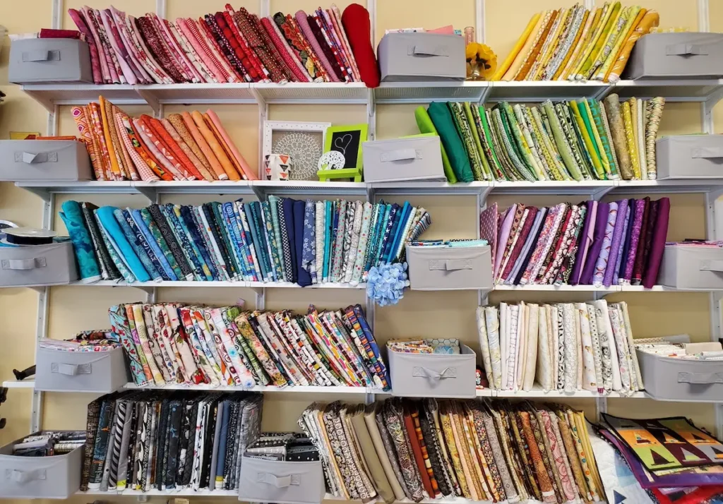 Becca Fenstermaker studio and fabric storage