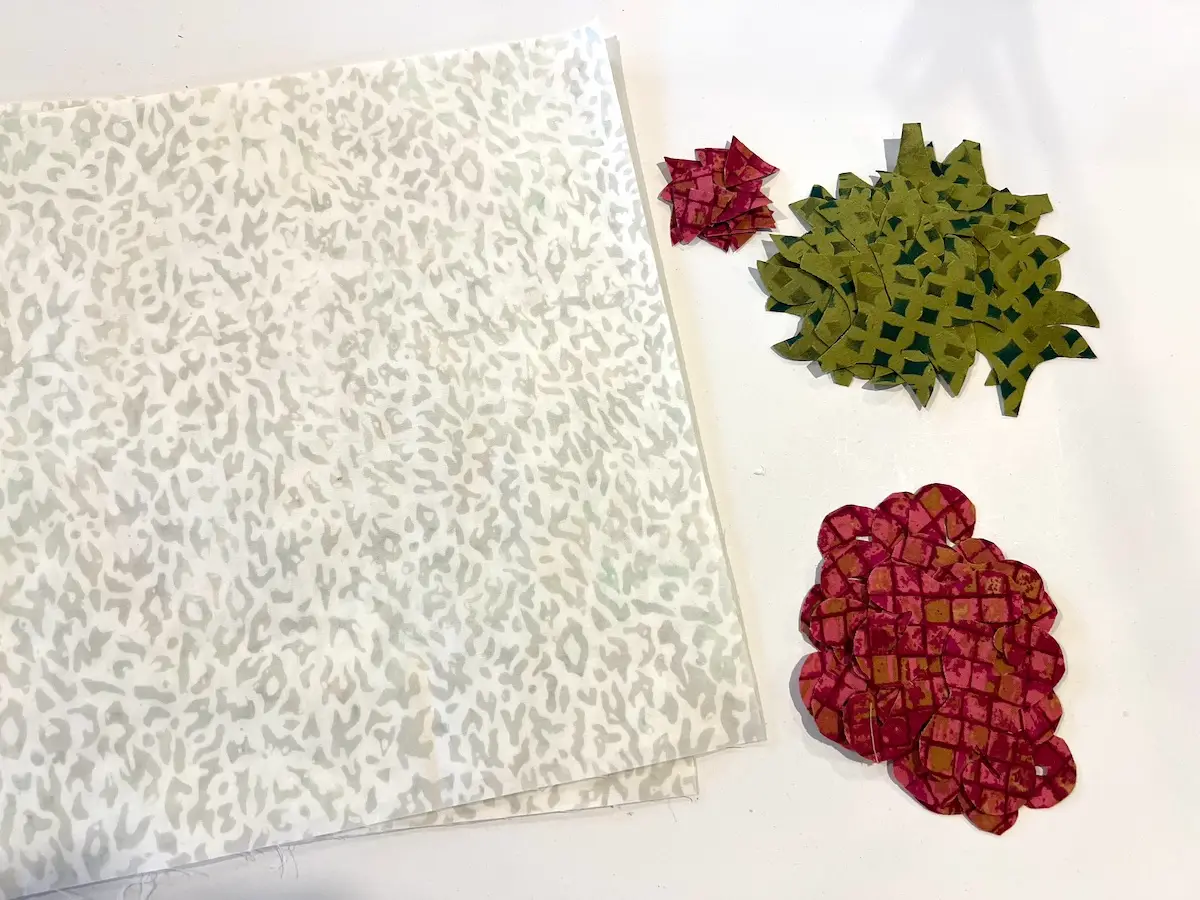 Christmas Cactus quilt block applique elements all cut out