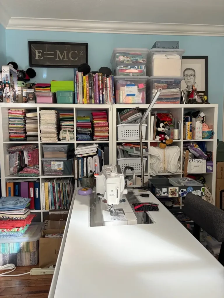 Ethylene Ziegler studio showing her bookcases