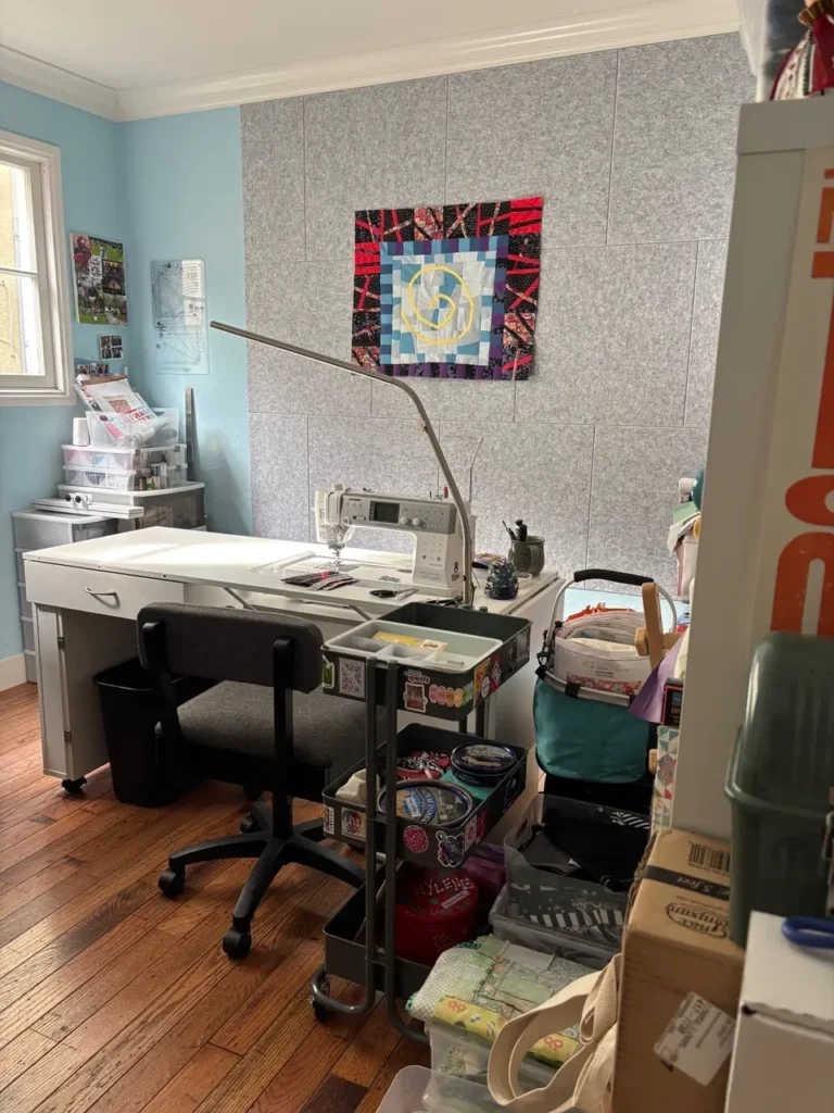 Ethylene Ziegler showing her sewing machine