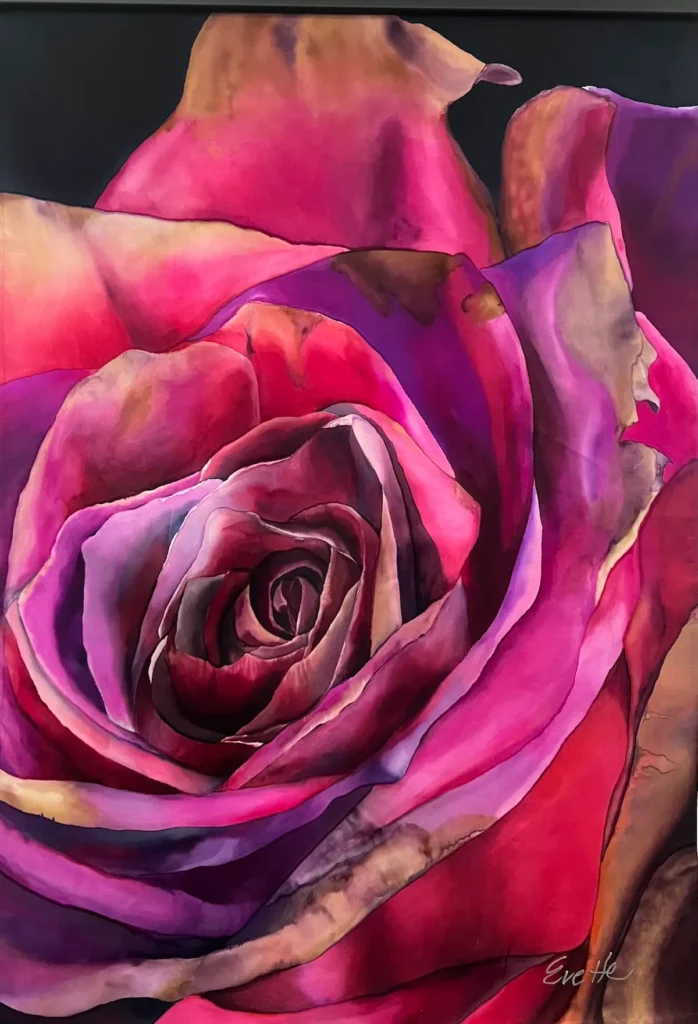 Aging Gracefully silk painting by Evette Allerdings