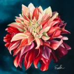 Midnight Dahlia silk painting by Evette Allerdings
