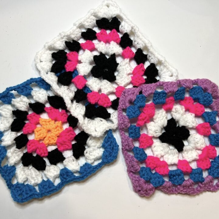 Set of three finished granny squares