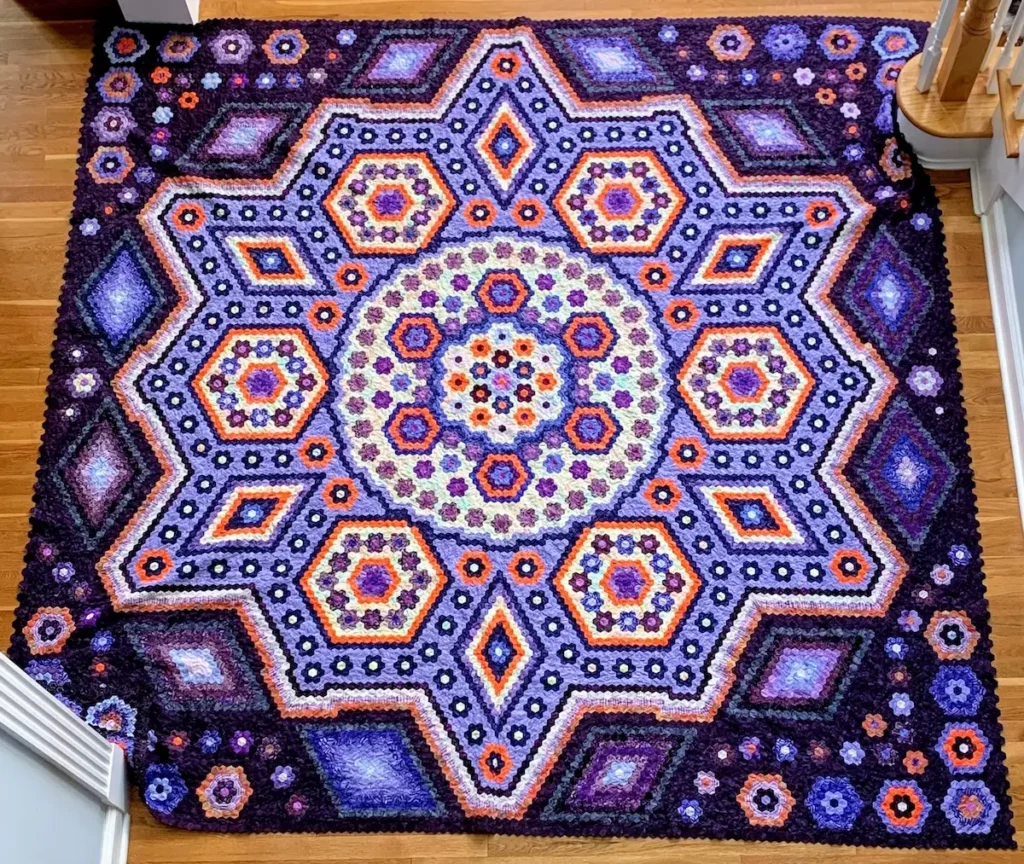 Hexi tile design quilt by Jennifer Strauser