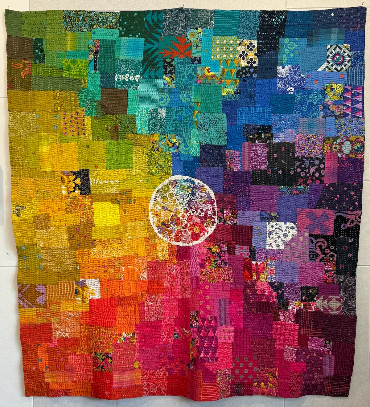 Colorful scrap quilt by Jennifer Strauser