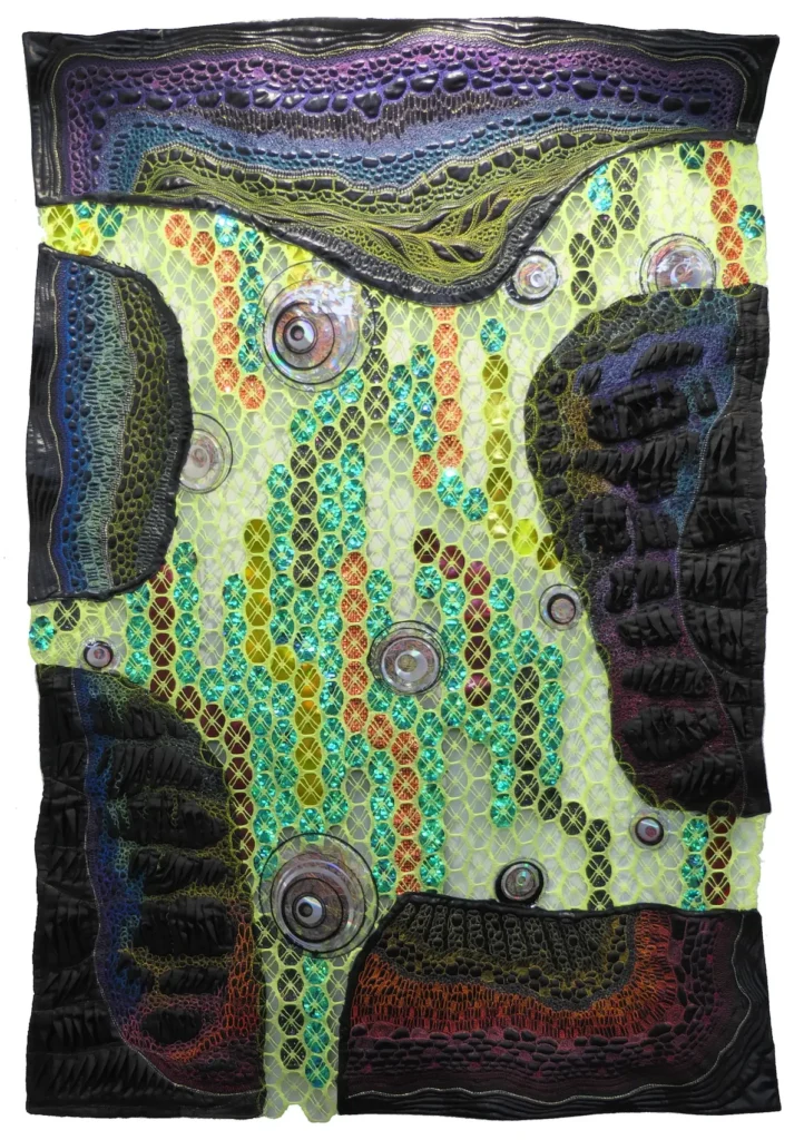 Brave New World - Quantum Cellular Biotech fiber art by Mattea Jurin