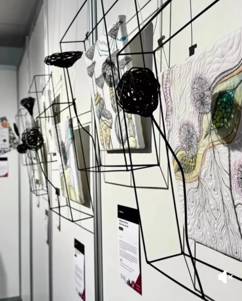 Whispers of the Iron Bloom fiber art side view by Mattea Jurin