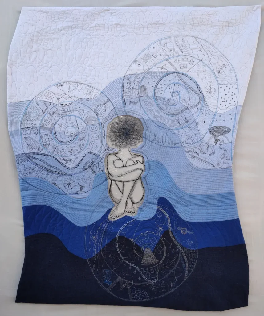It's Okay to be Blue fiber art by Mattea Jurin