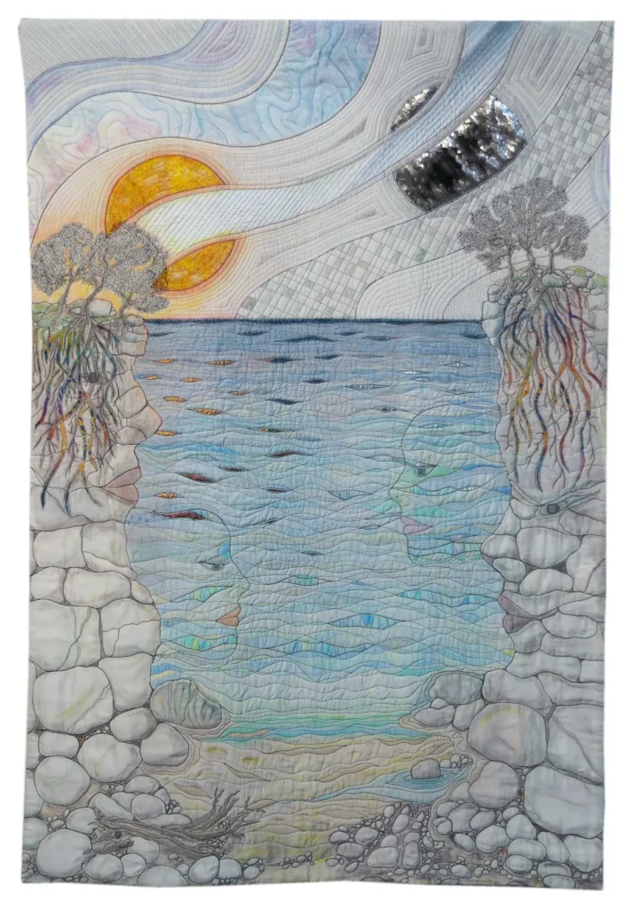 The Ocean We Crossed, The Shores We Called Home fiber art by Mattea Jurin
