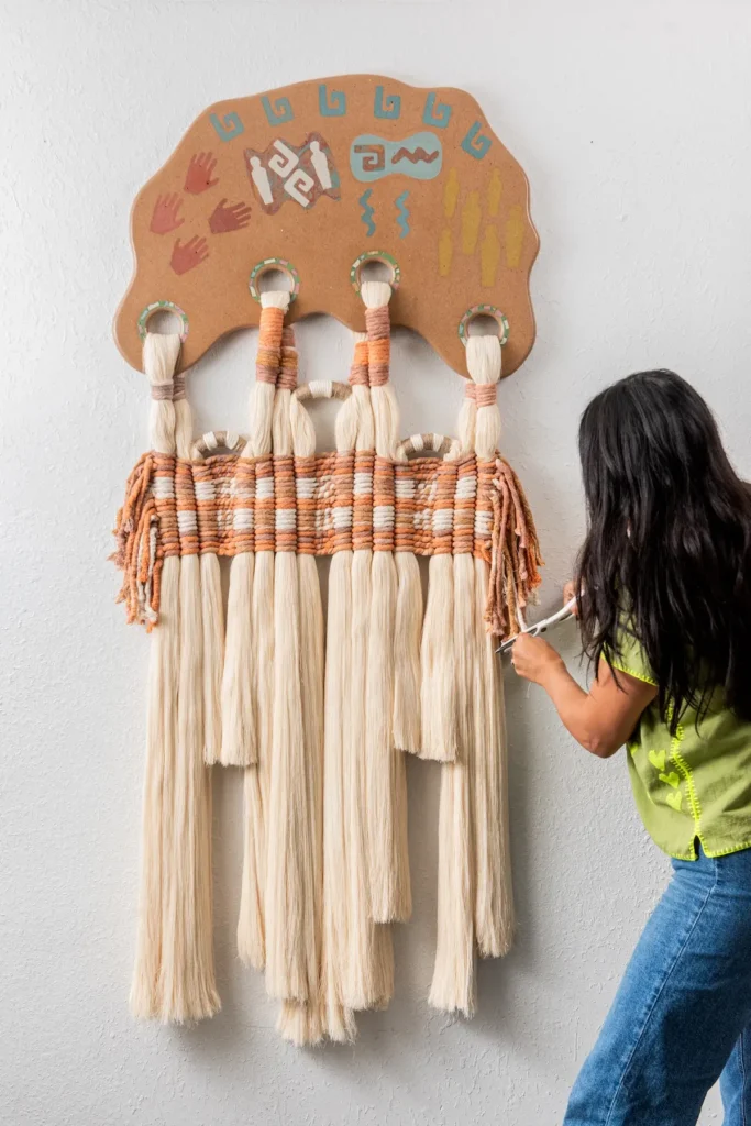 Rupestre fiber art by Olivia Arreguín Villa, photo by Lizeth Aviles