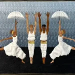 Four dancers fiber art by Renée Fleuranges-Valdes