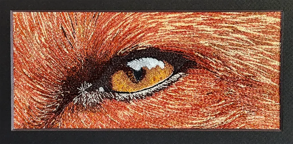 Intensity thread painted fiber art by Shelley Koss
