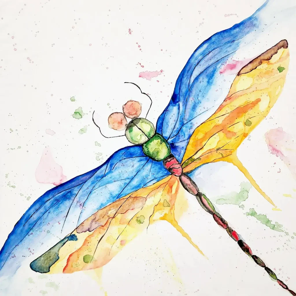 Dragonfly watercolor on paper by Shelley Koss