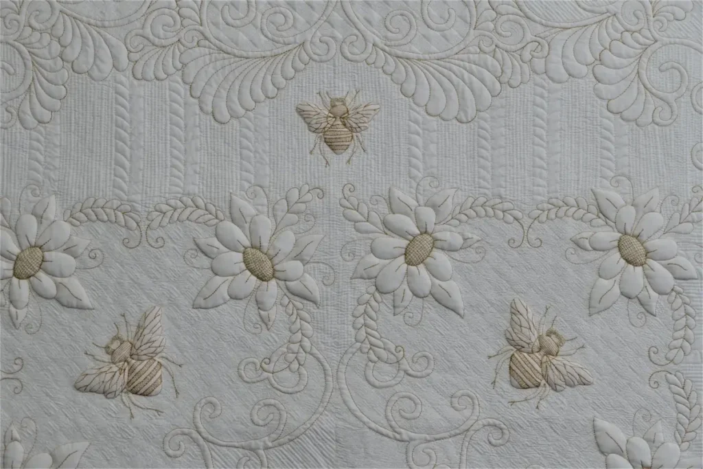 Detail of BEE Happy quilt by Simone Steuxner