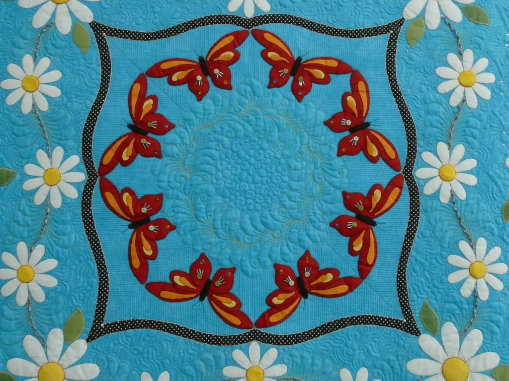 Detail of Remembering ME by Simone Steuxner, highlighting the quilting