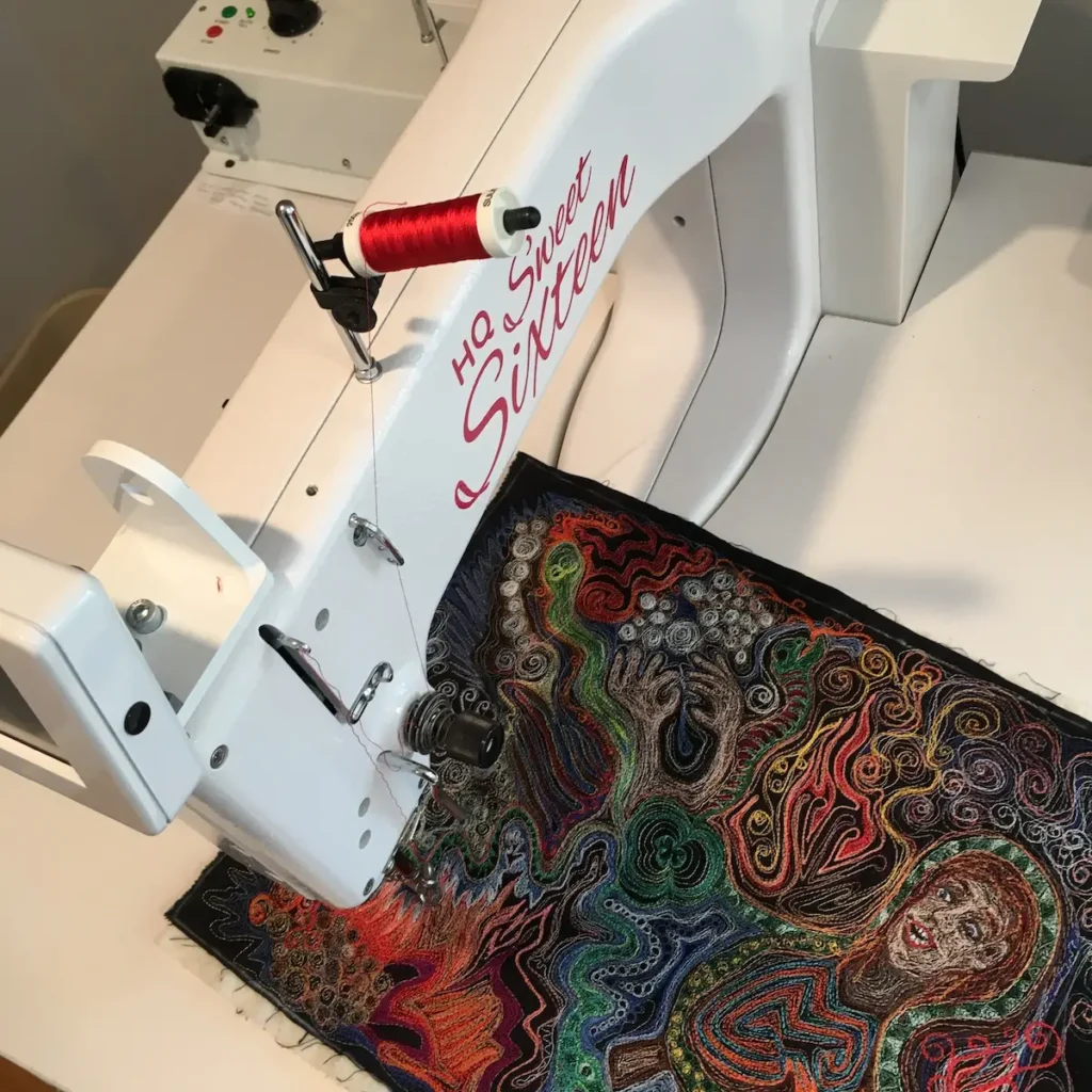 Fire and Brimstone fiber art by Susan Polansky