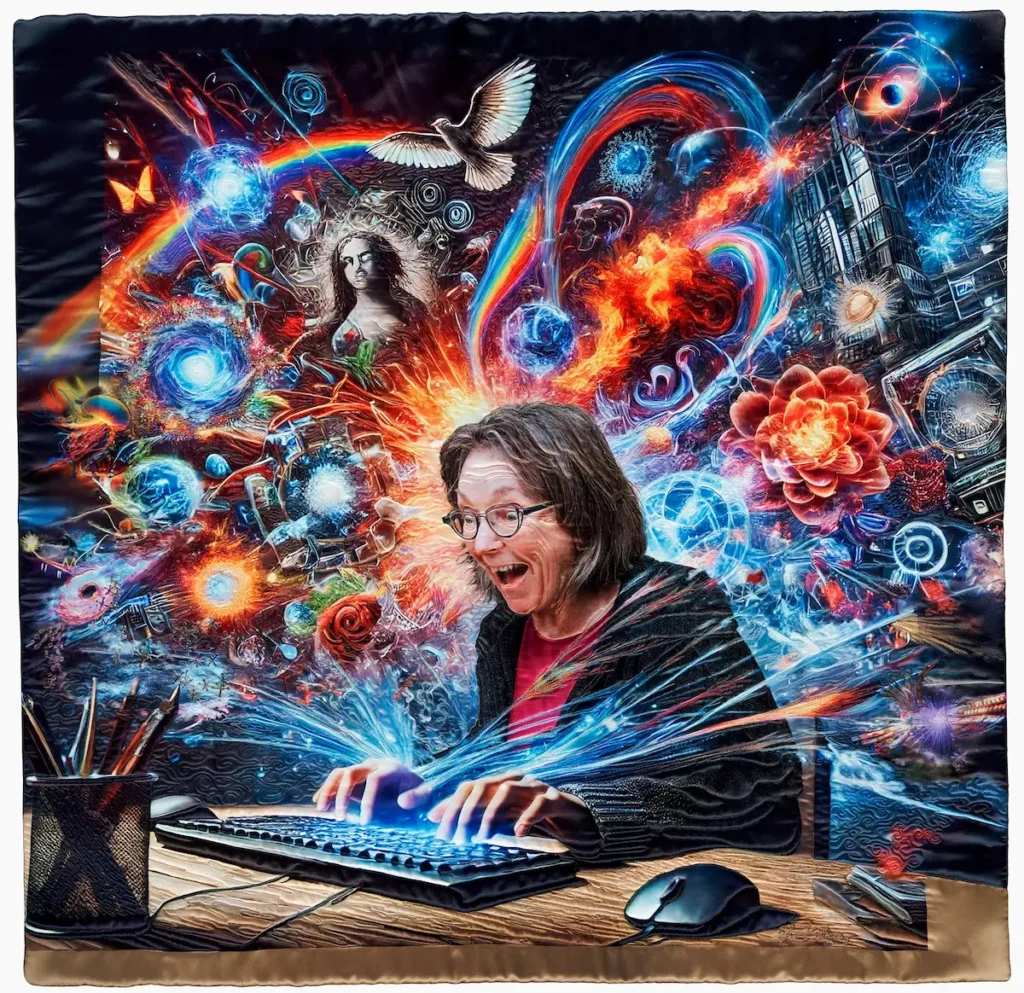 Self Portrait fiber art by Susan Polansky