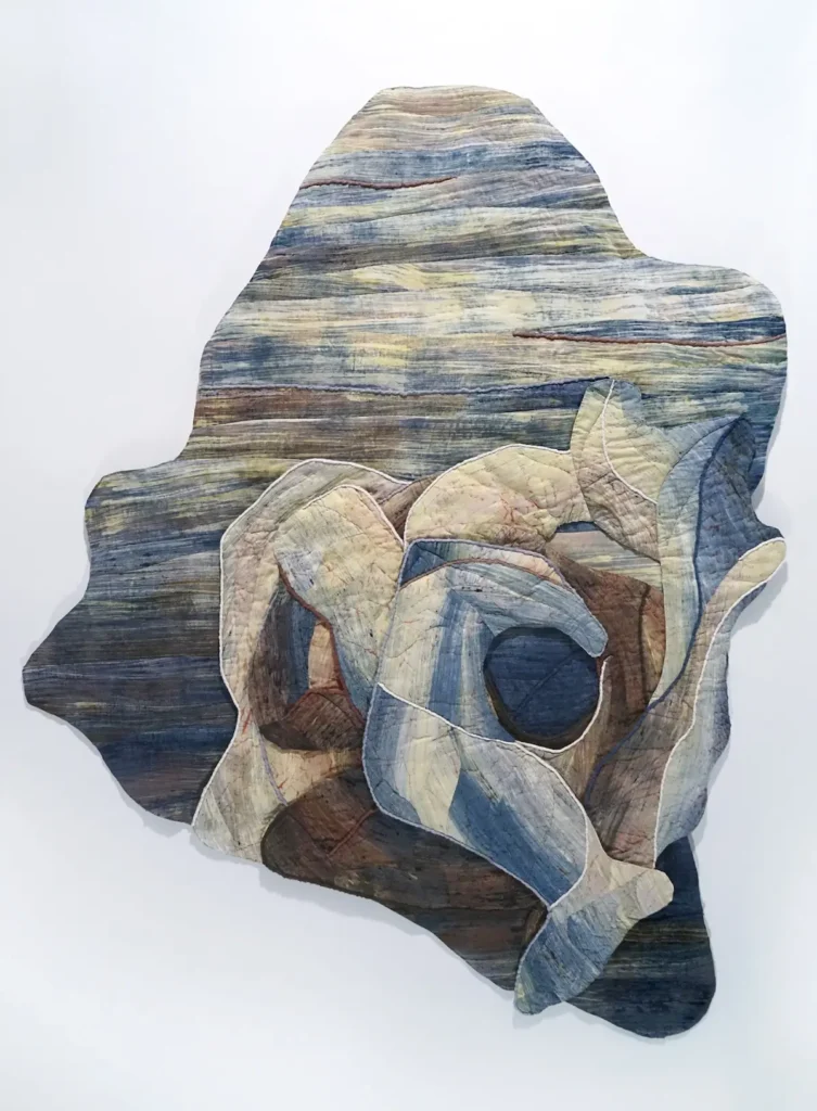 Pointing into the Waves fiber art by Brenda Schloesser