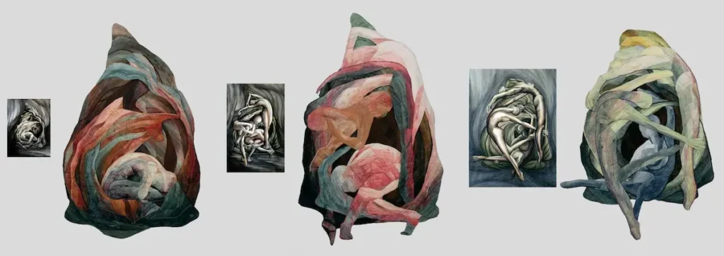 Trust, Breathe - Believe, Move Forward - Inspire, A Light fiber art by Brenda Schloesser