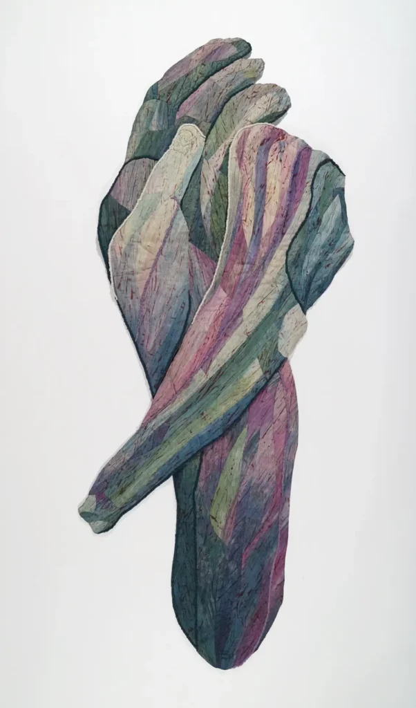 Weathered fiber art by Brenda Schloesser