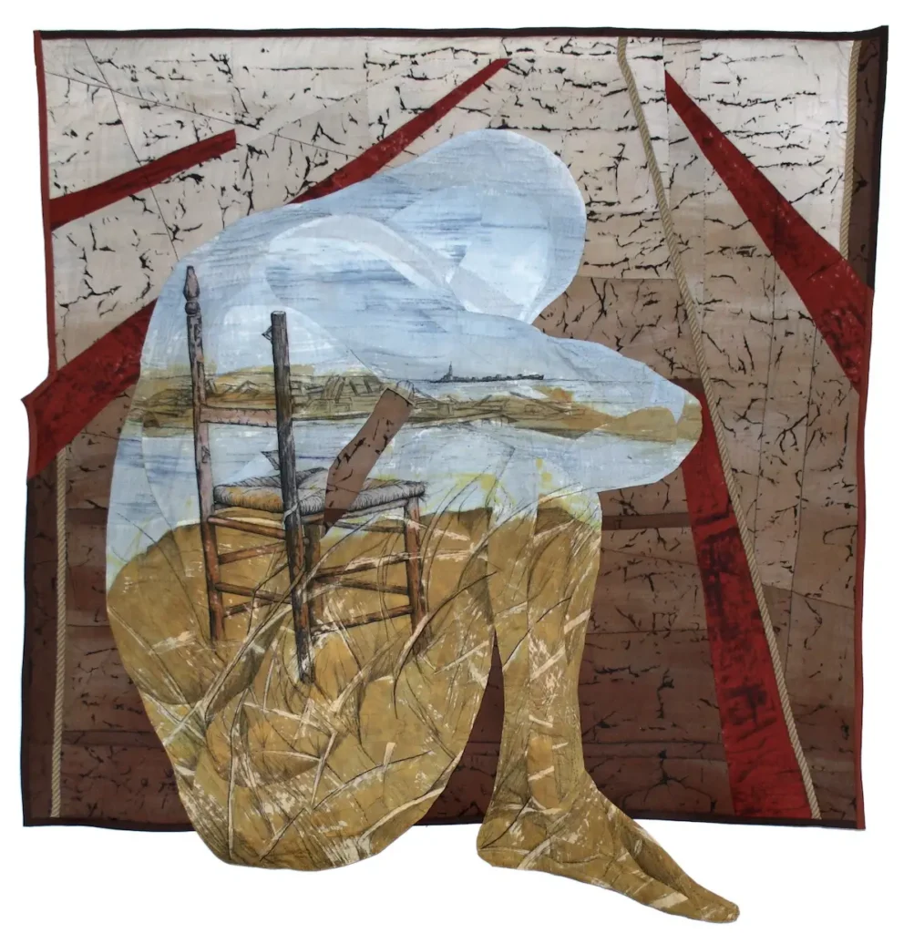 Crushed But Not Destroyed fiber art by Brenda Schloesser