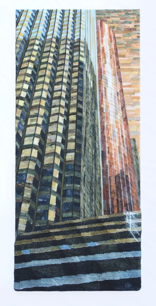 Morning Lines fiber art by Brenda Schloesser