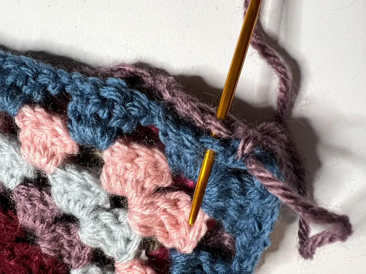 Starting to join the granny squares together for the balaclava