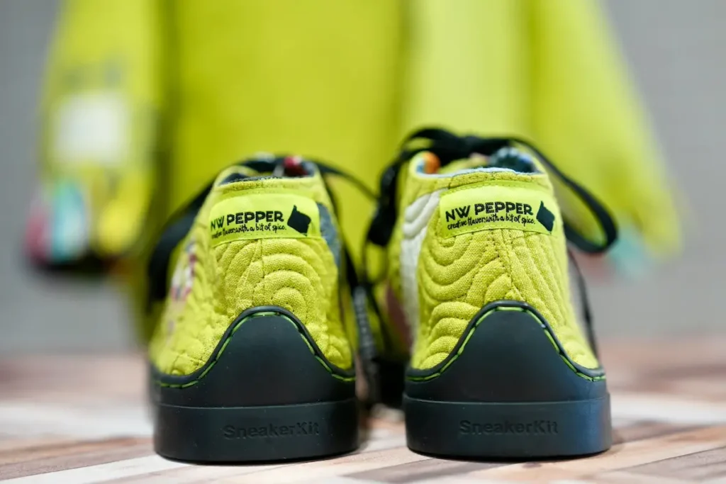 Chartruese quilt shoes by Kimberly Bennefield