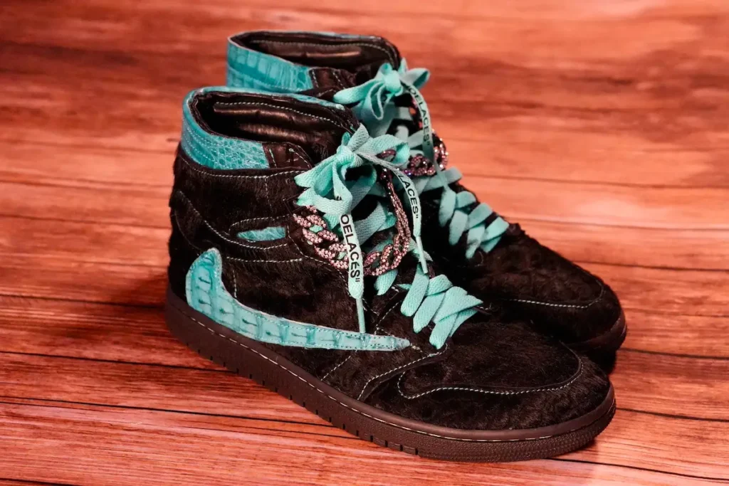 Brown and turquoise quilt shoes by Kimberly Bennefield