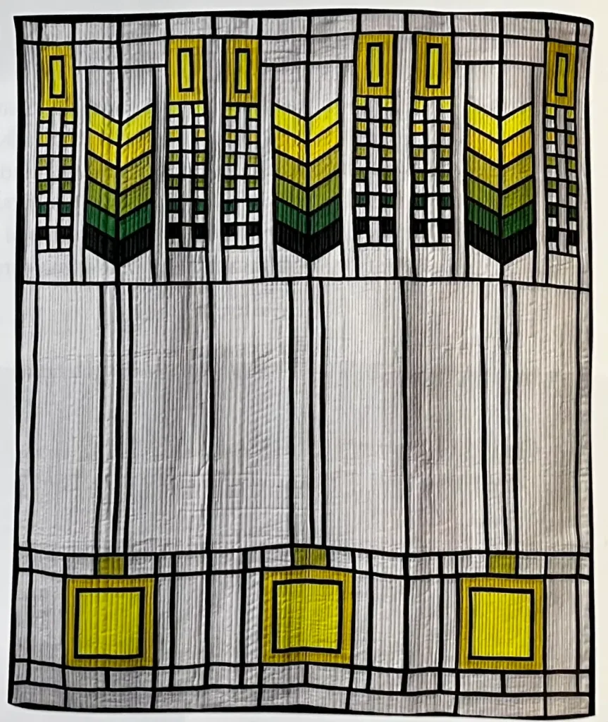 Yellow and green modern quilt by Kimberly Bennefield