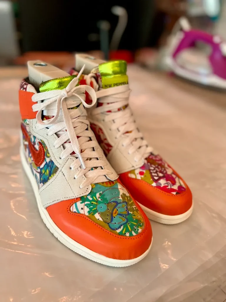 Orange quilt shoes by Kimberly Bennefield