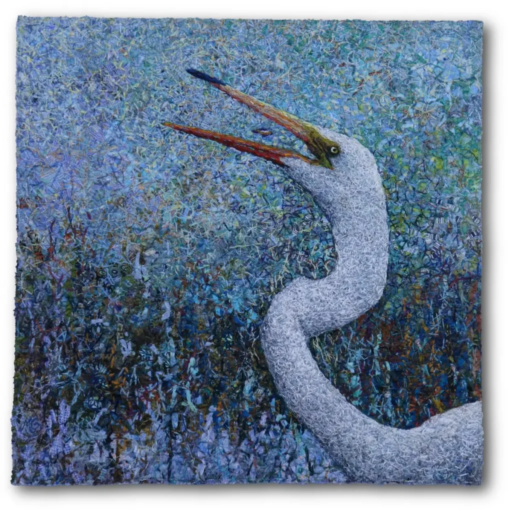 Aplomb fiber art by Mita Giacomini