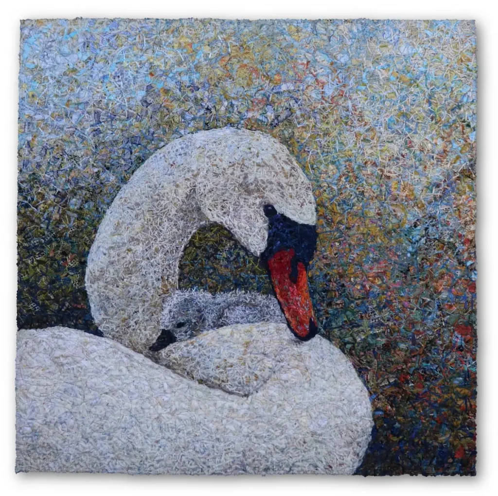 Clambered fiber art by Mita Giacomini