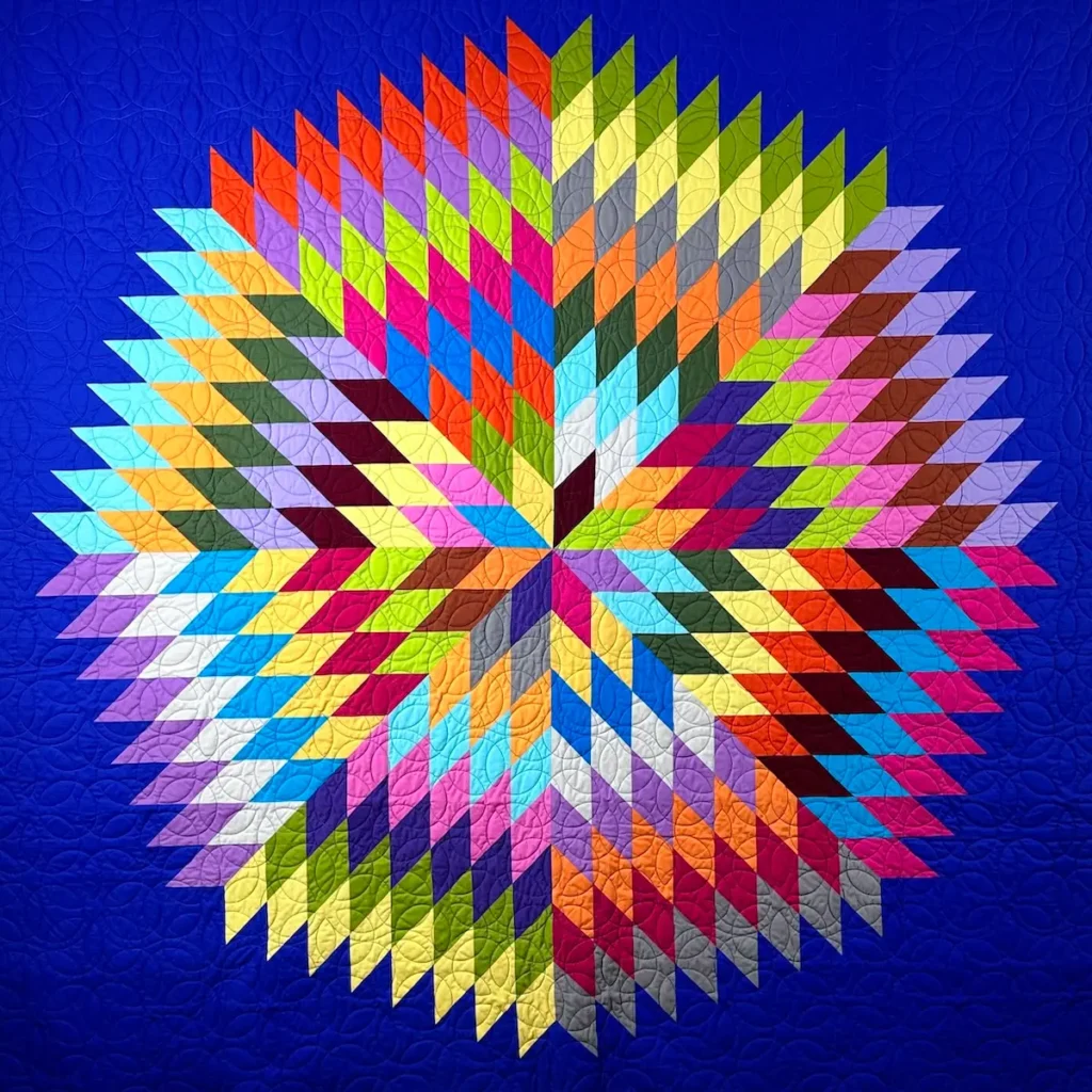 Cobalt Supernova quilt by Angee Turner