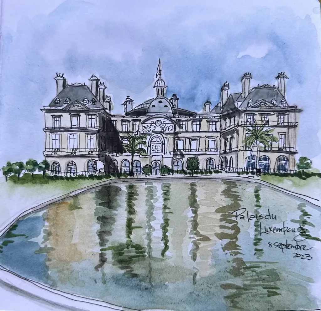 Palais du Luxembourg in Paris watercolor by Donna Deaver