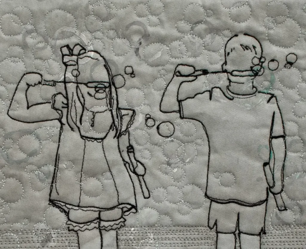 Detail of Snapshot III fiber art by Donna Deaver