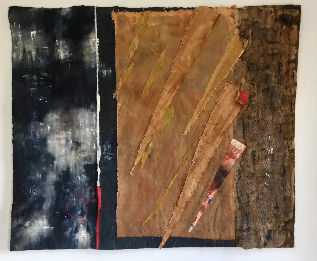 Night Rain in Venice textile art by Fenella Davies