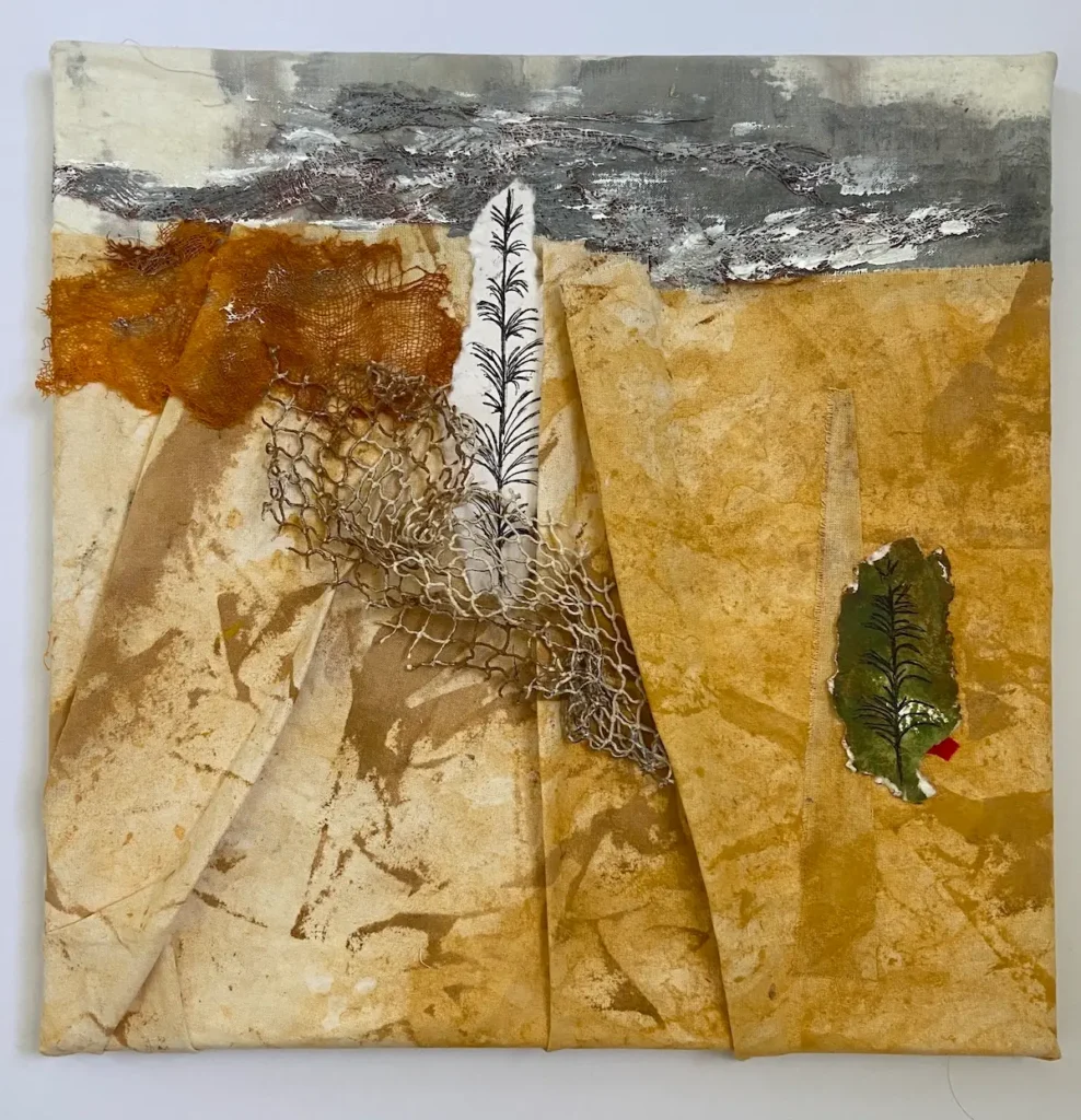 Trees & Furrows textile art by Fenella Davies