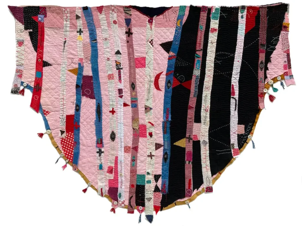 Apron Strings: Moments of Passage fiber art by Helen Geglio