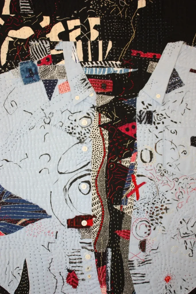 Out Loud, detail fiber art by Helen Geglio