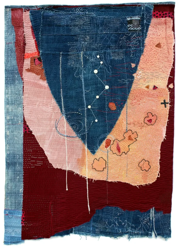 Anxiety Shield: Night Watch fiber art by Helen Geglio