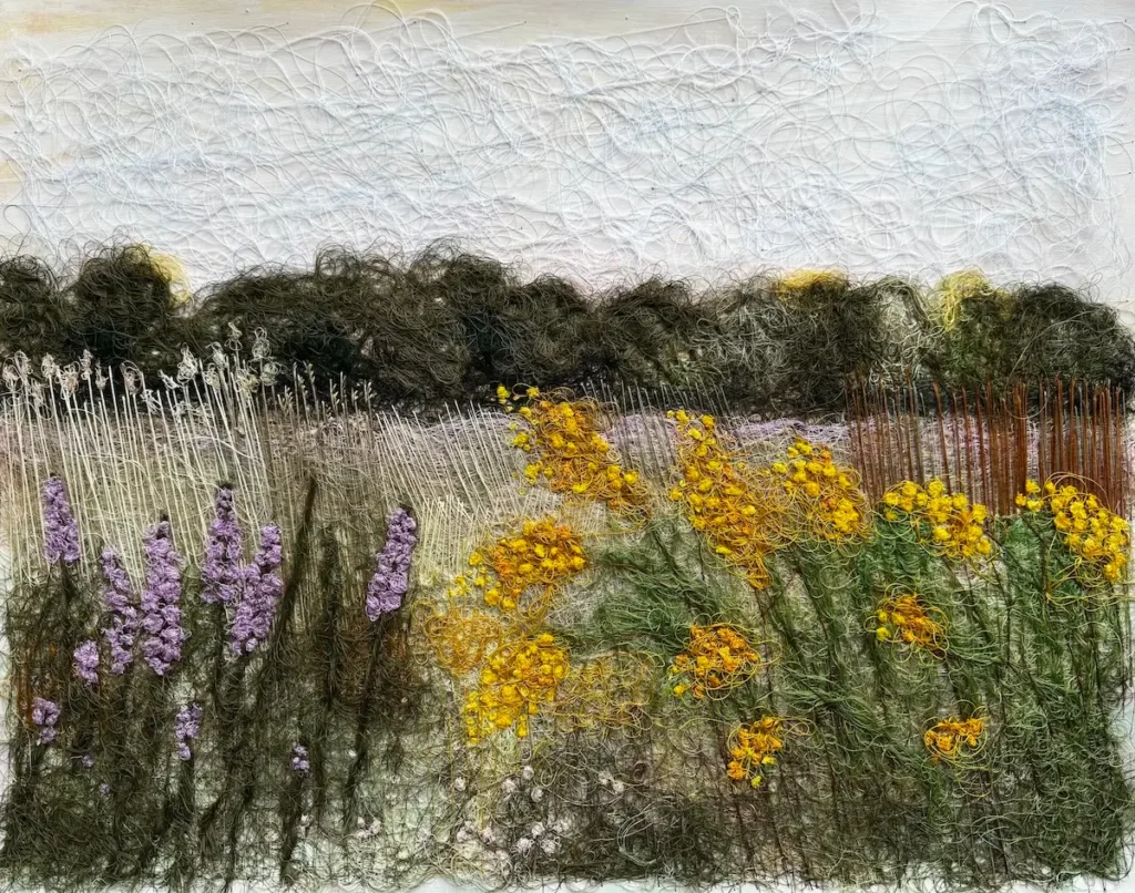 Wandering fiber art by Irmgard Geul